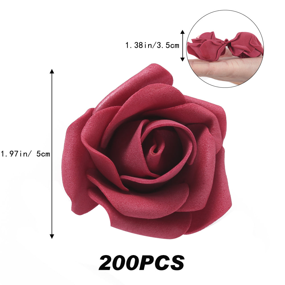 200 Pack Artificial Rose Heads Bulk Real Looking Faux Roses Foam Rose Heads Mini Fake Rose