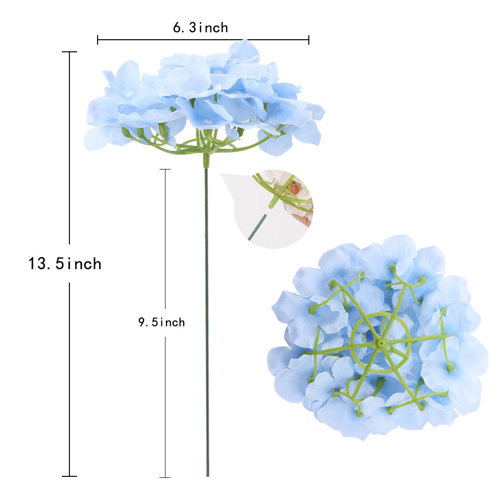 10PCS Fake Flowers Dark Champagne Hydrangea Silk Flowers Heads Pack of Hydrangea Artificial Flowers with Stems