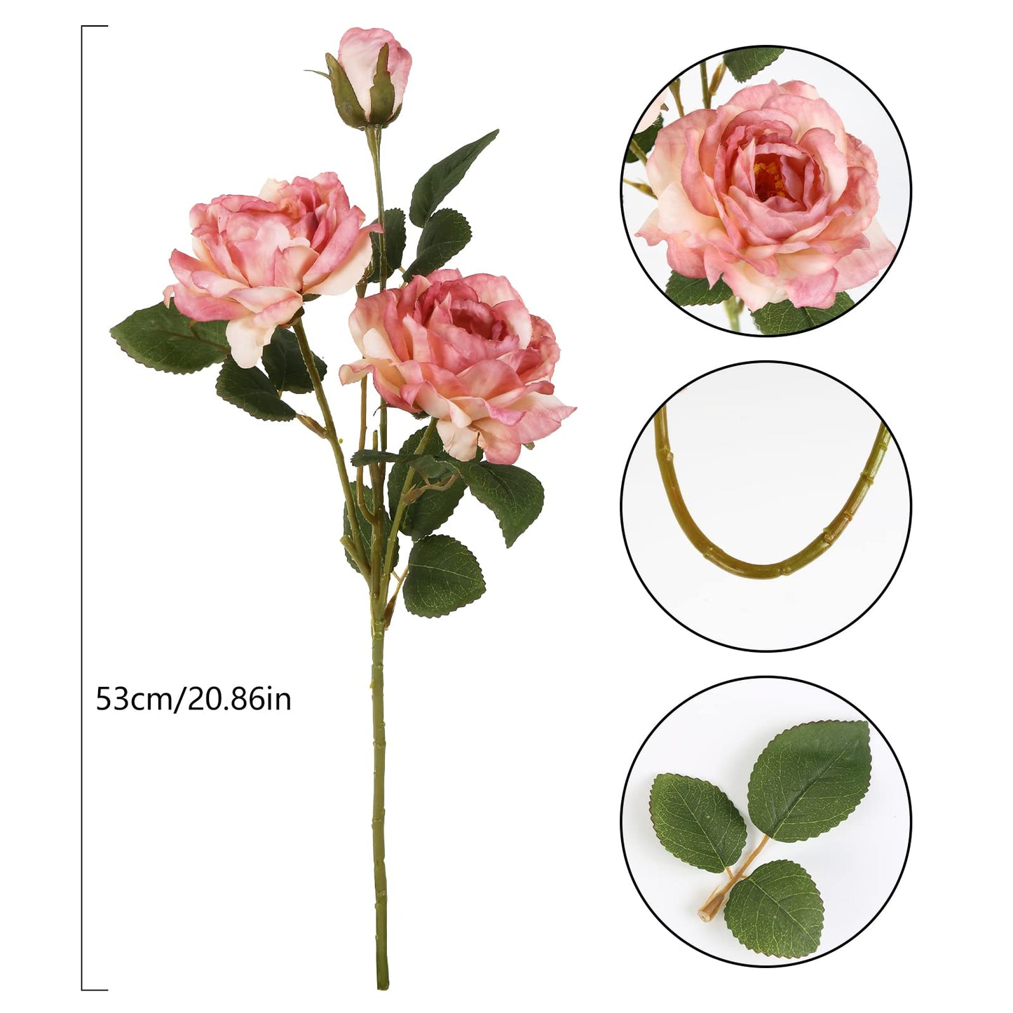 5PCS Pink Silk Peonies Artificial Flowers