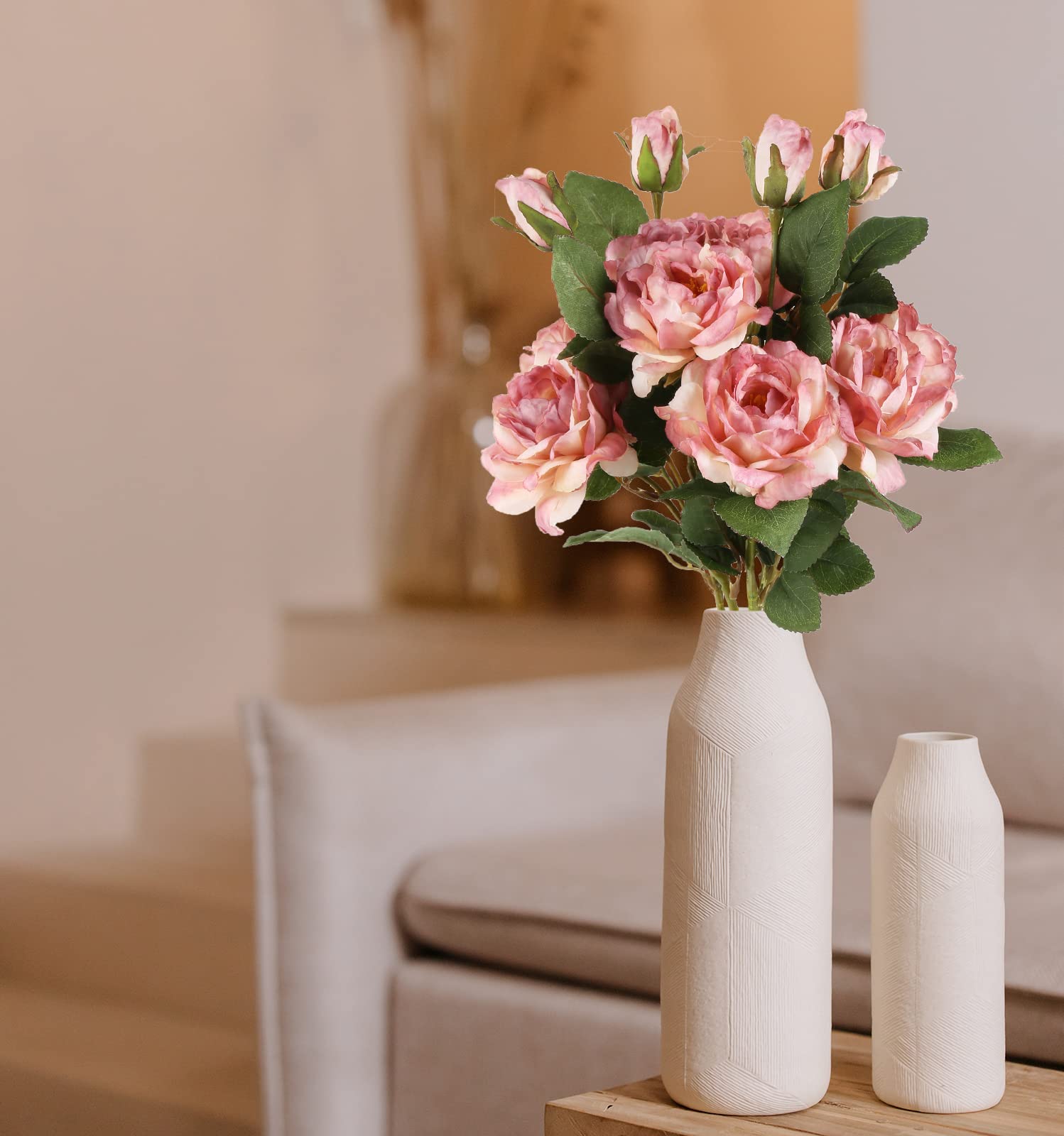 5PCS Pink Silk Peonies Artificial Flowers