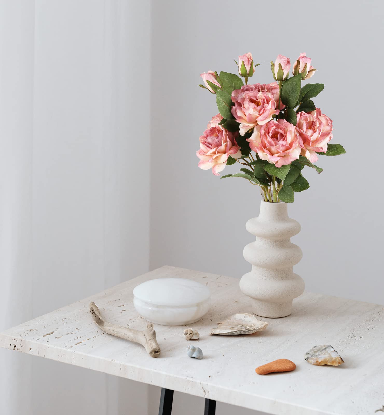 5PCS Pink Silk Peonies Artificial Flowers