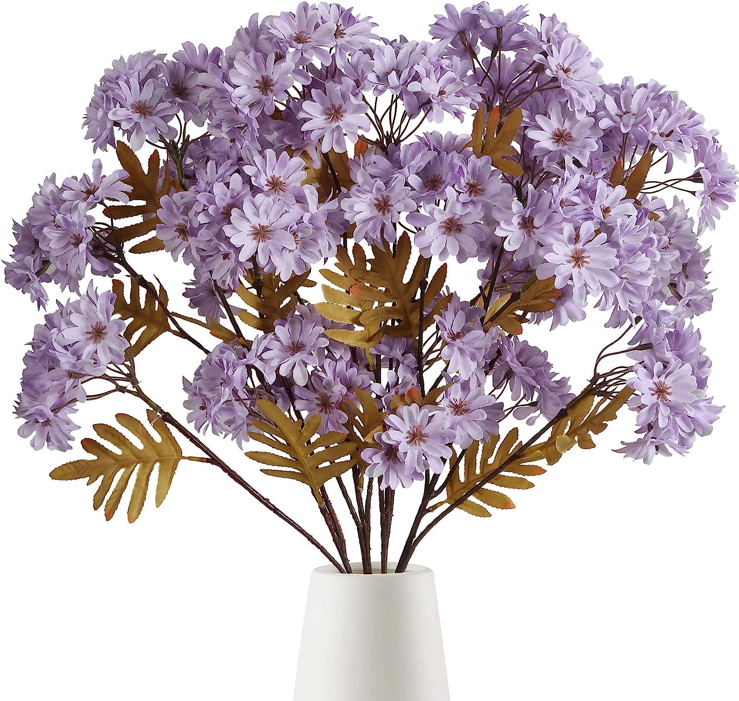 4 Bouquets White Daisy Artificial Flowers 30in Long Stem Fake Silk Sunflowers